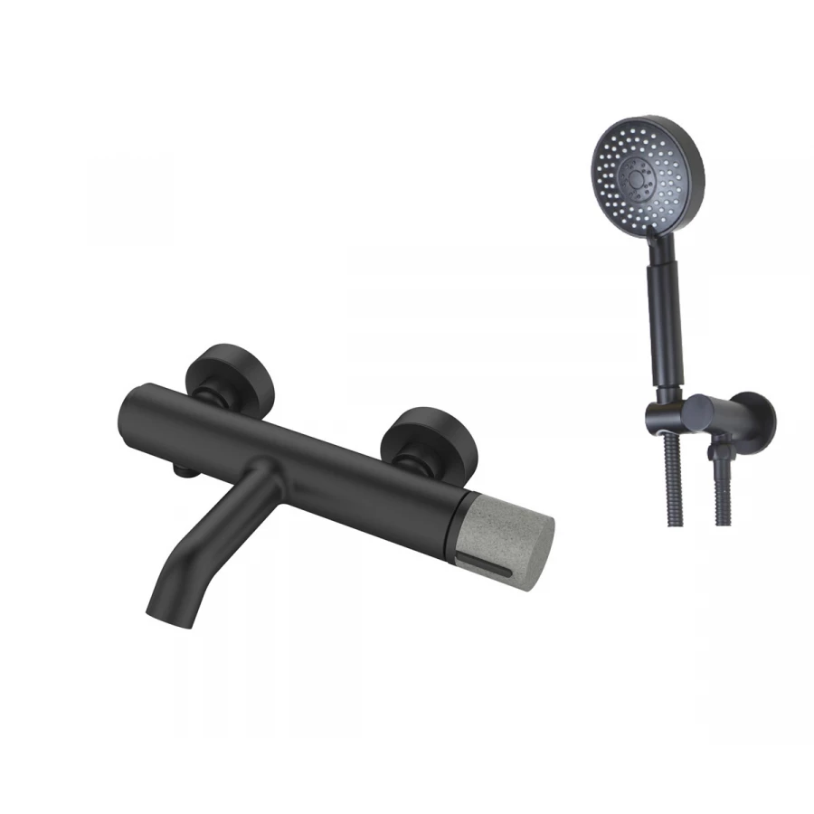 Смеситель для ванны и душа с душевой лейкой Bronze de Luxe Focus черный/гранит 24603BG