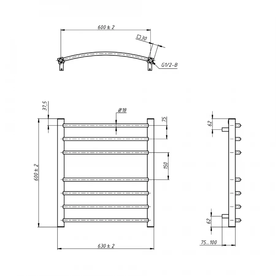 Полотенцесушитель водяной Grota Eco Calma KR-00054872 63x60 см
