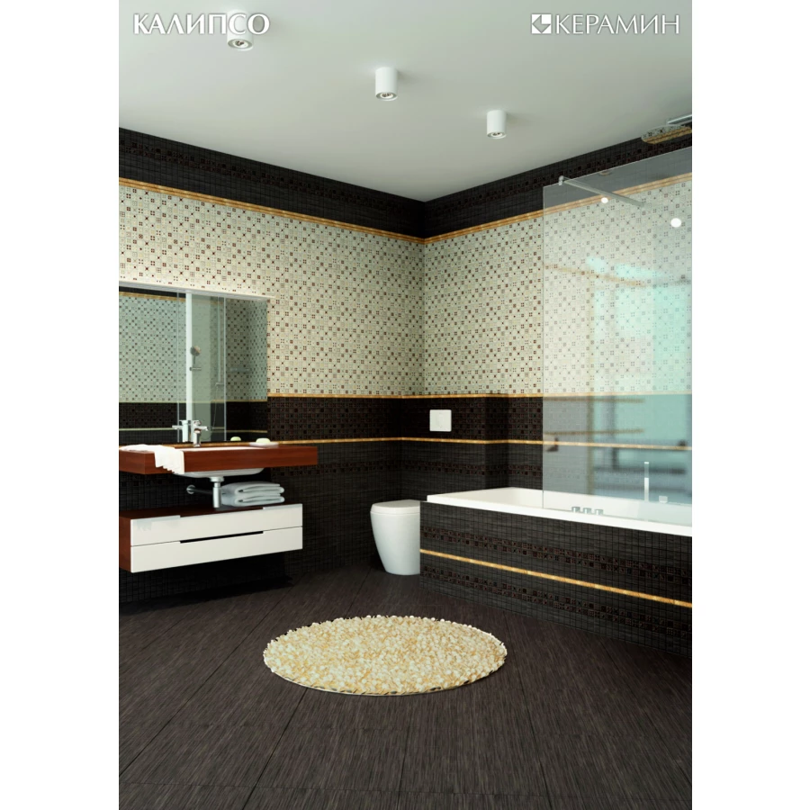 Плитка настенная Керамин Калипсо 3 с антибактериальным покрытием коричневый CDB00014186 40х27,5 см