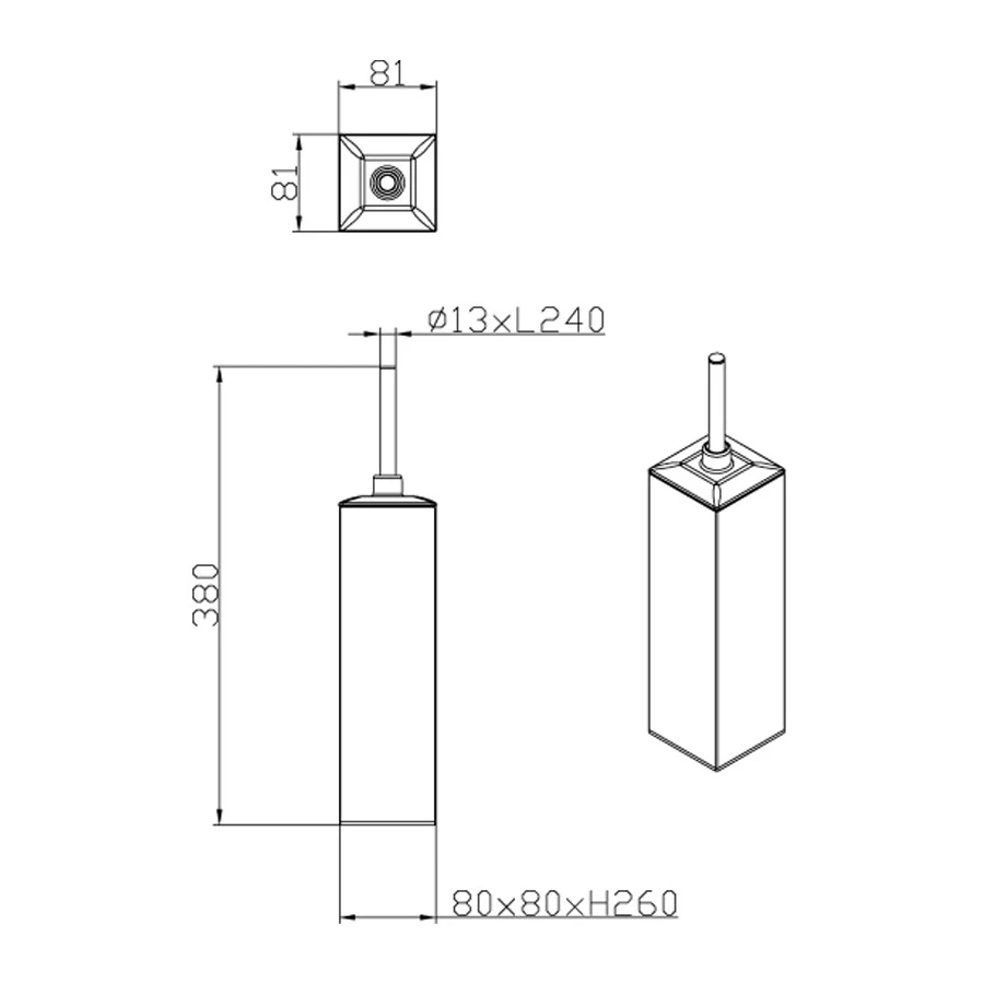 Ерш для унитаза Azario Rina напольный хромированный квадратный AZ-451