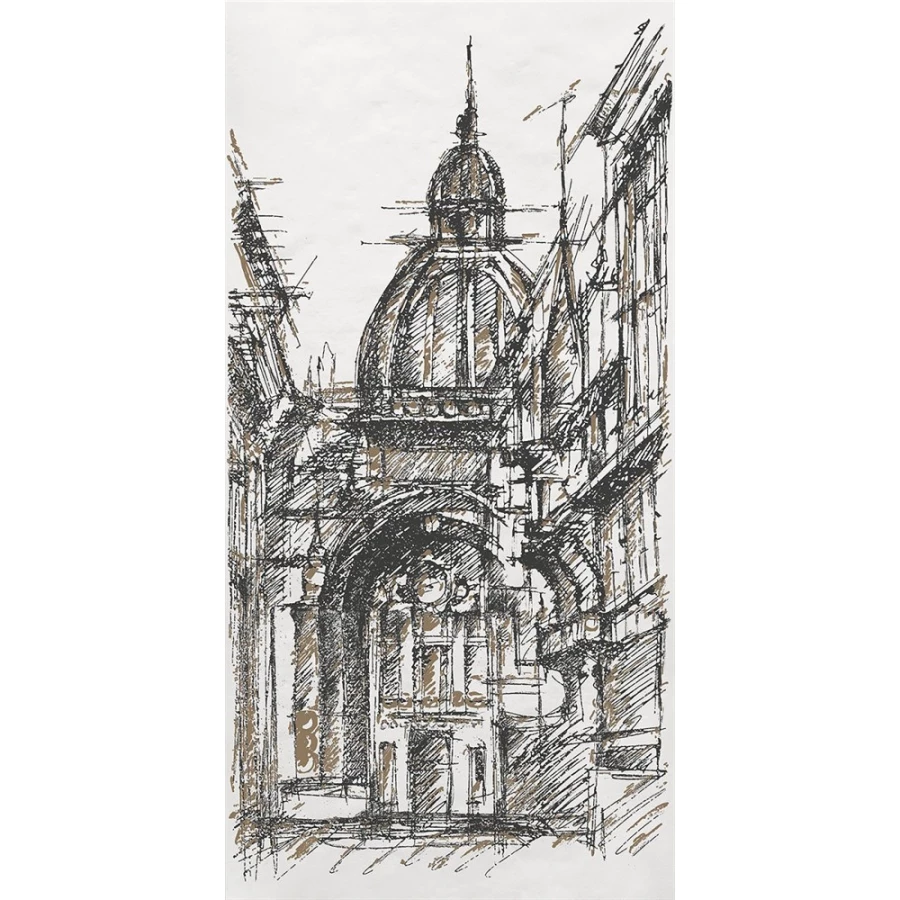 Декор Kerama Marazzi Беллони обрезной матовый черно-белый OP/A243/48017R 80x40 см