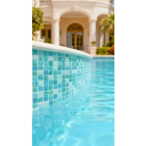 Мозаика Bonaparte Стеклянная мозаика Element 20х20 полуполированная голубая 32,7х32,7 см