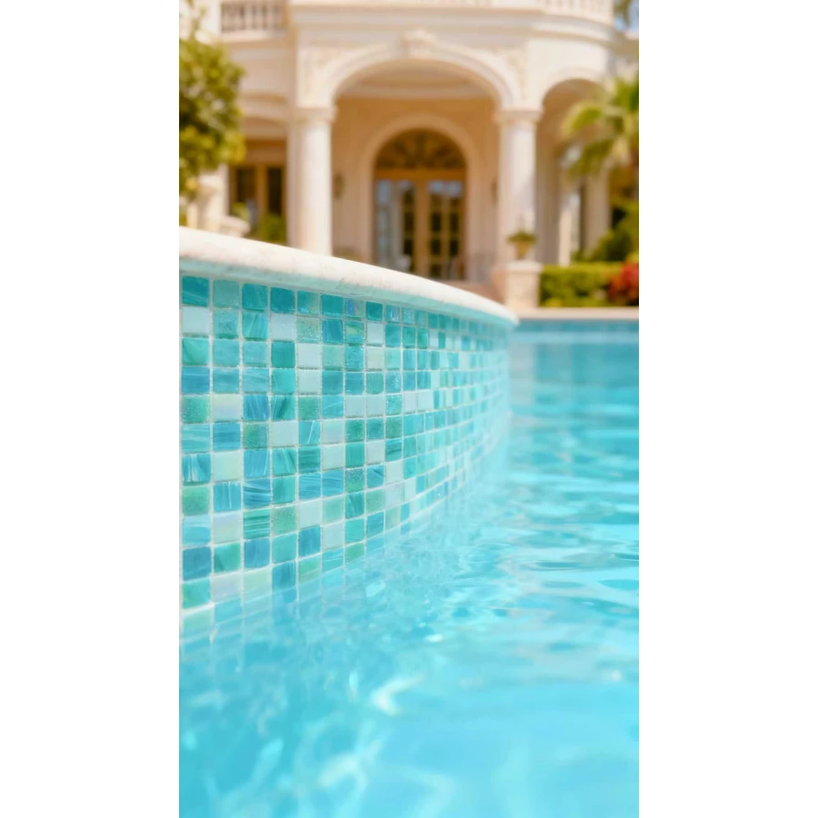 Мозаика Bonaparte Стеклянная мозаика Element 20х20 полуполированная голубая 32,7х32,7 см