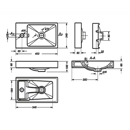 Раковина подвесная Sanita Luxe Fest белый FST40SLWB01 40 см