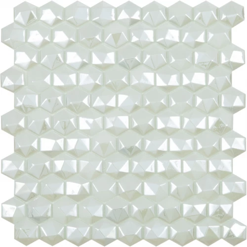 Стеклянная мозаика Vidrepur Hexagon Diamond 350D White 31,7х30,7 см