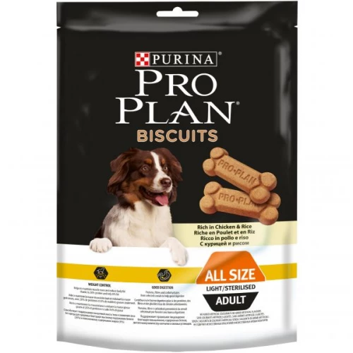 Лакомство для собак ProPlan Biscuits для склонных к избыточному весу или стерилизованных собак с курицей и рисом 400 г