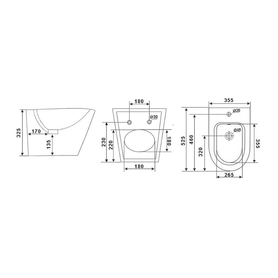 Биде подвесное Timo Inari TK-504MB 52.2x35.5x32.5 см