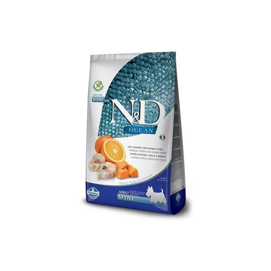 Корм беззерновой для собак мелких пород Farmina N&D Ocean Adult Mini Godfish Pumpkin & Orange треска с тыквой и апельсином 800 г
