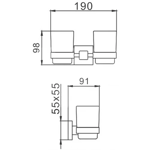Стакан Haiba двойной с держателем матовое стекло черный HB8908