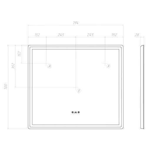 Зеркало Vigo Geometry Step 800 234 79.4x70 см