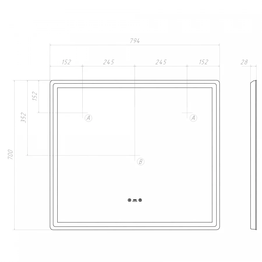 Зеркало Vigo Geometry Step 800 234 79.4x70 см