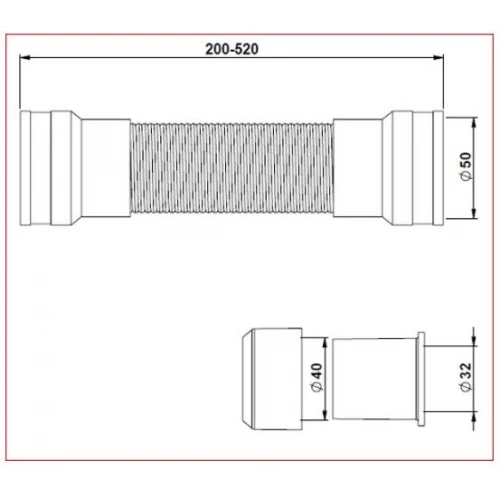 Гофра для сифона Prevex к мойке c переходниками d50/40/32 3130011