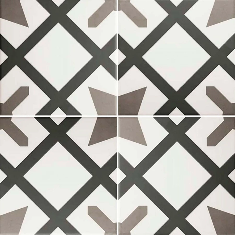 Керамогранит Ribesalbes Hermitage Charme матовый черно-белый 20х20 см