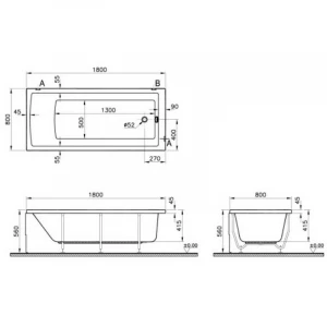 Ванна Vitra Neon слив на торце 55840001000 180х80 см