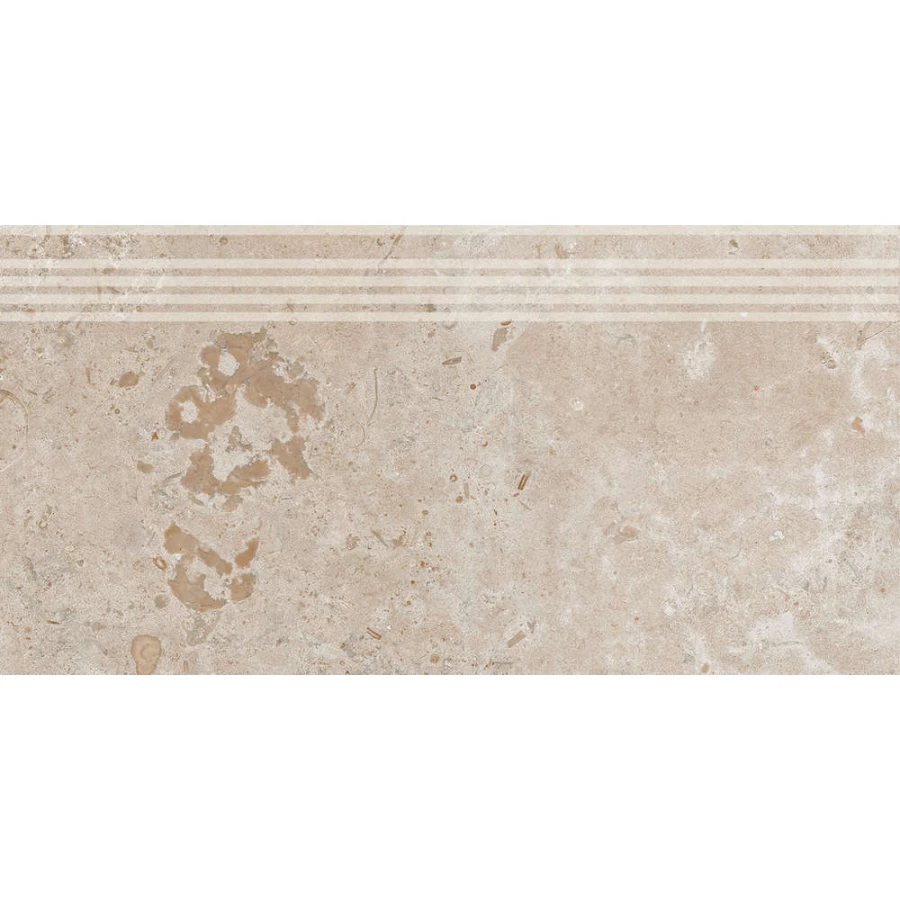 Ступень из керамогранита Kerama Marazzi Про Лаймстоун матовая темно-бежевая DD205420R/GR 60х30 см