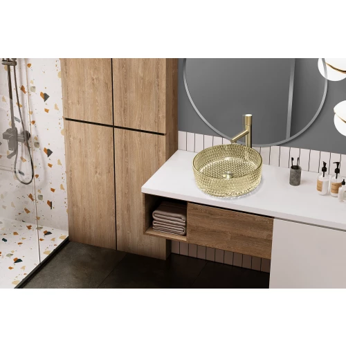 Раковина накладная стеклянная Abber Glas золото AK2301GG