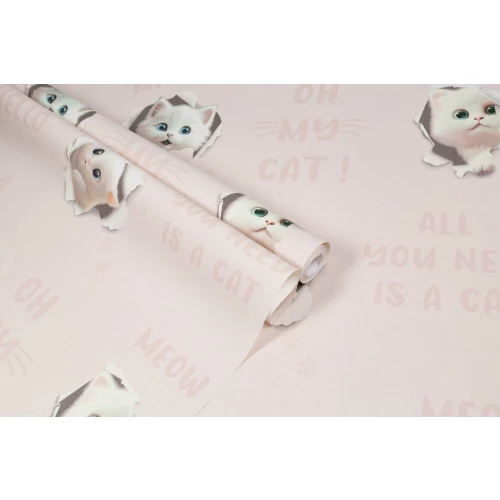 Обои флизелиновые Palitra Home 3D Cats HomeColor бежевые HC72285-25 1,06х10,05 м