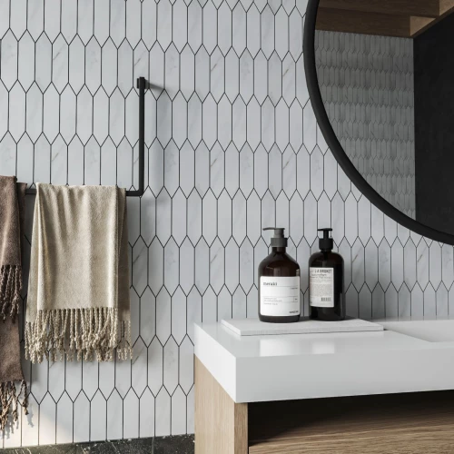 Мозаика Orro Mosaic Керамик Роял Каррара 195х48 матовая белая 31,3х25,75 см