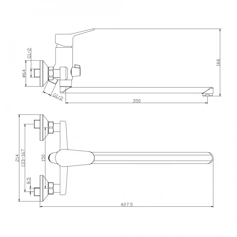 Смеситель Olive`s для ванны с длинным изливом Nevada 03221NV