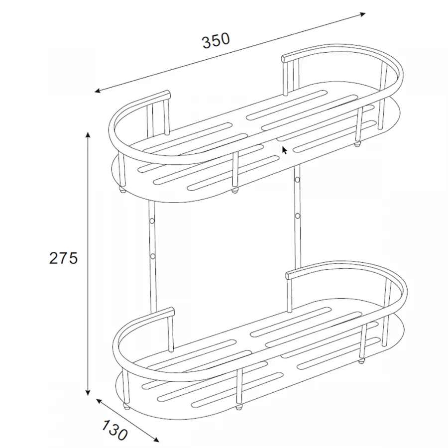 Полка двухэтажная Azario хром AZ-837-2