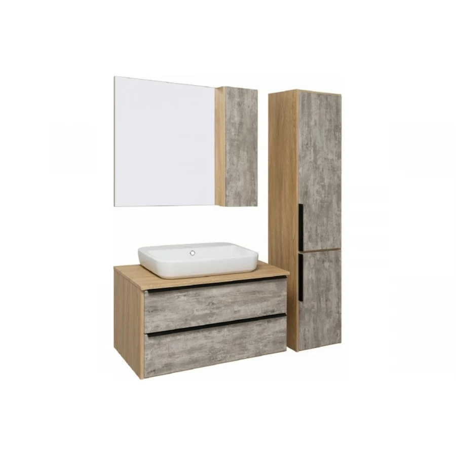 Тумба под раковину Runo Мальта 85 подвесная серый дуб под умывальник Moduo Square 50 Гамма 56 Infinity 85 Moduo Leaf 55 00-00001100