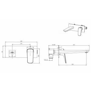 Смеситель Aquatek Вега для раковины настенный внешняя и скрытая часть AQ1013CR