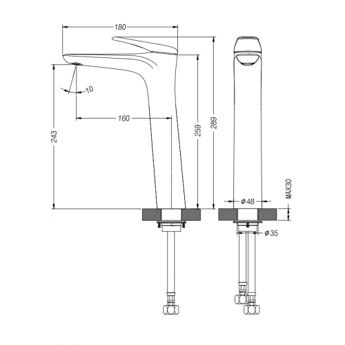 Смеситель для раковины Creto Mare 1.0 никель брашированный MARE-BMT-BN