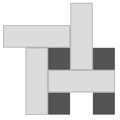 Мозаика ТехноАрт керамогранит Хаммер Р15 150х50 и 50х50 многоцветная 25х25 см