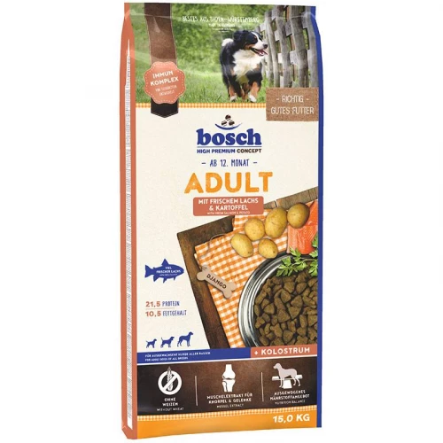 Корм для взрослых собак Bosch Adult Salmon & Potato со средним уровнем активности лосось с картофелем 15 кг 