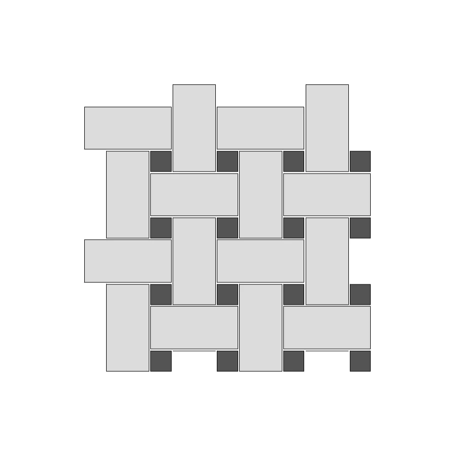 Мозаика ТехноАрт керамогранит Хаммер Р15 100х50 и 25х25 многоцветная 30,5х30,2 см