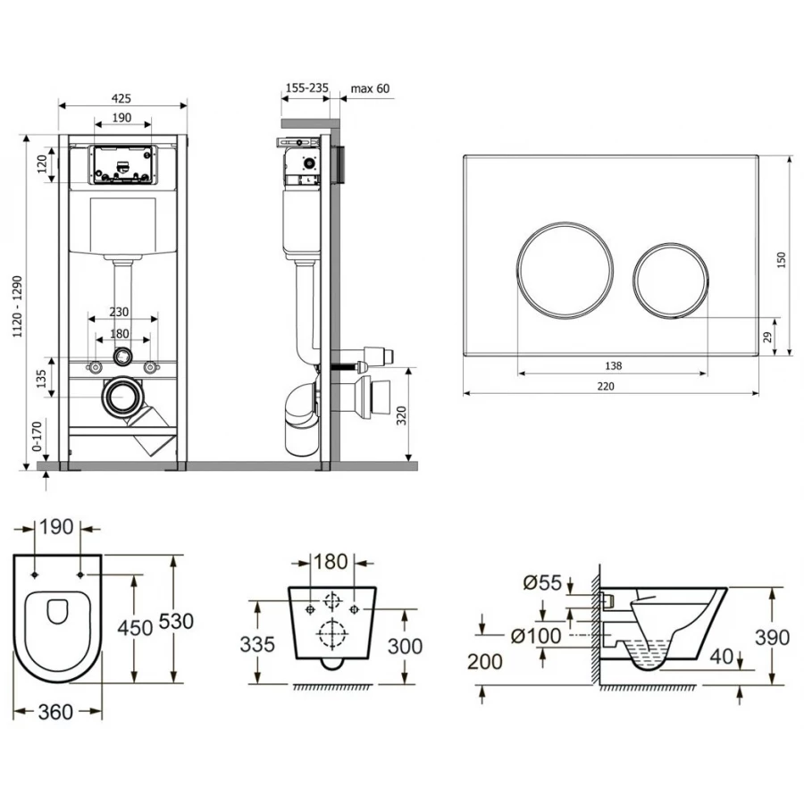 Унитаз Lavinia Boho Relfix Biore Rimless 75110204 (комплект 7 в 1)