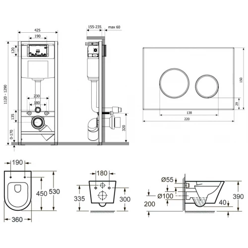 Унитаз Lavinia Boho Relfix Biore Rimless 75110204 (комплект 7 в 1)