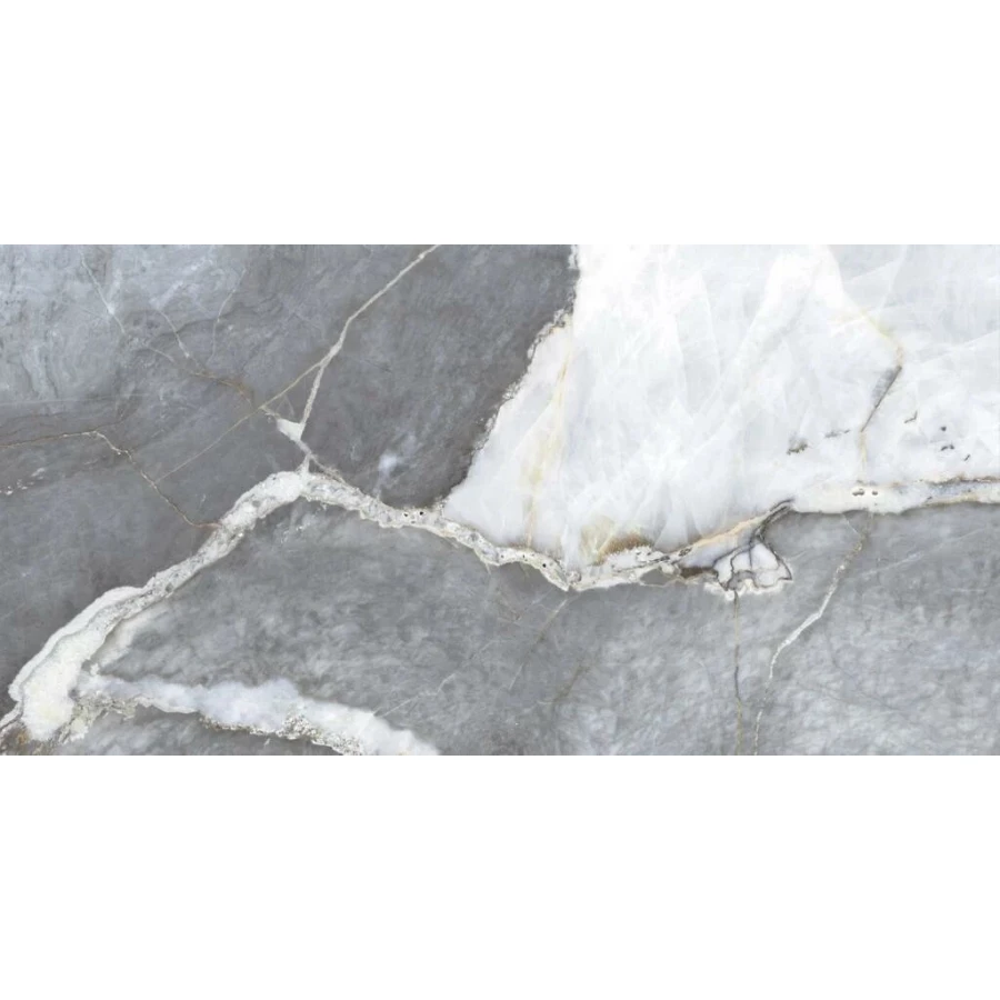 Керамогранит Planet Ceramics UKSE 12 глянцевый с золотом серый 120х60 см