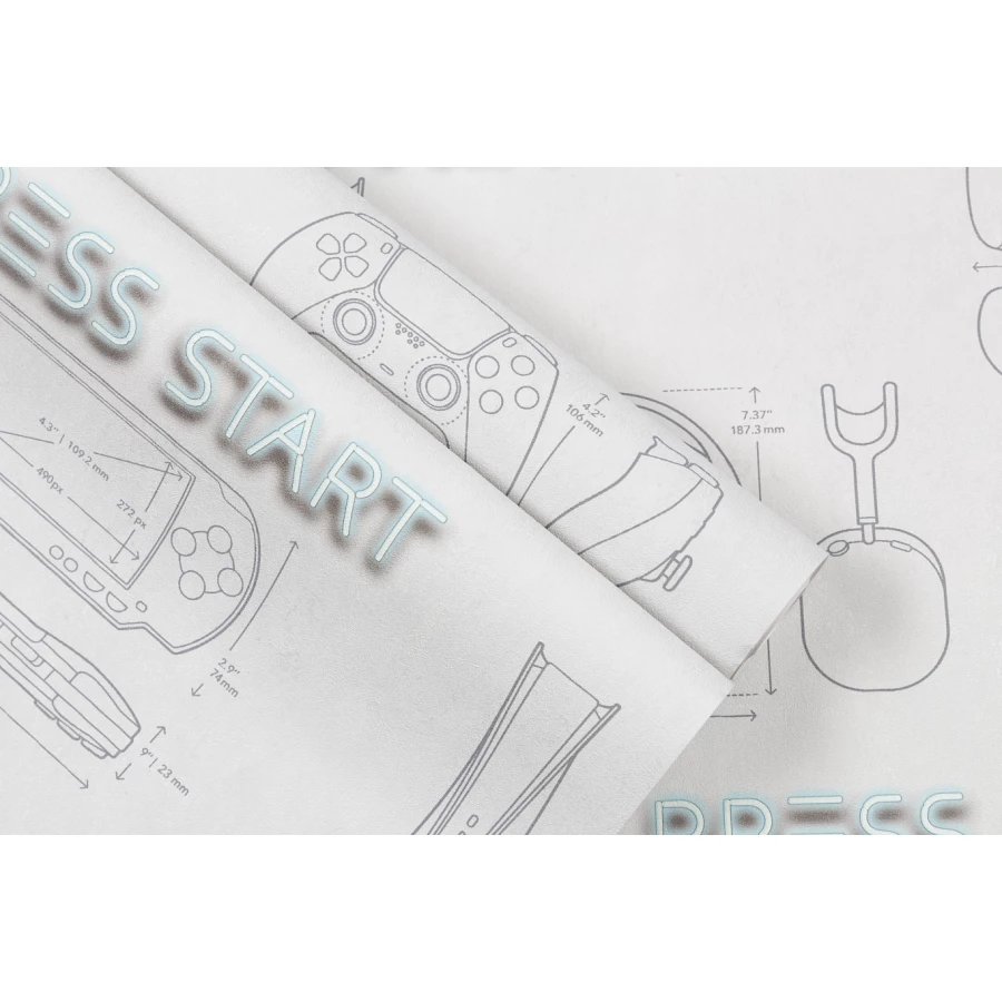 Обои флизелиновые Palitra Home Gamepad HomeColor серые HC72157-14 1,06х10,05 м