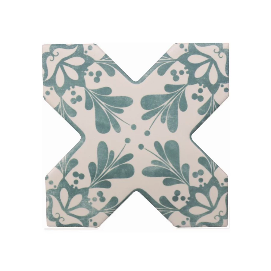 Керамогранит Cevica Becolors Cross Dec Stencil Lagoon матовый зеленый CV67393 13,25х13,25 см