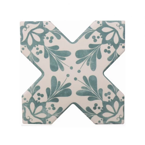 Керамогранит Cevica Becolors Cross Dec Stencil Lagoon матовый зеленый CV67393 13,25х13,25 см