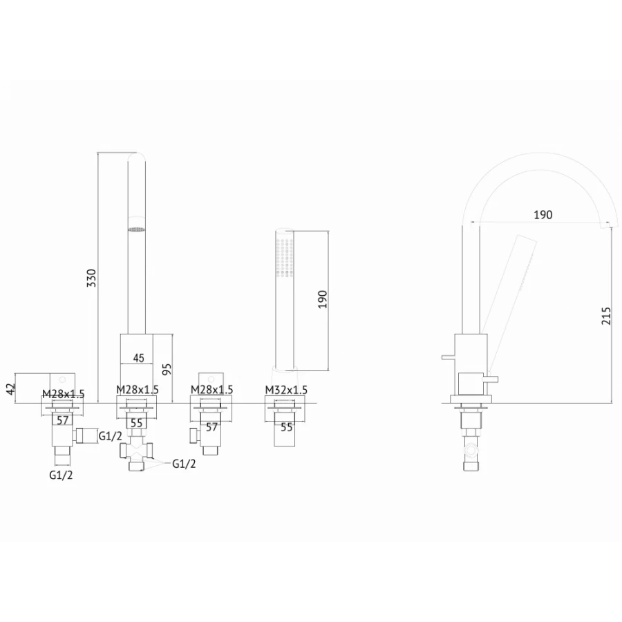 Смеситель Abber Wasser Kreis на борт ванны золото матовое AF8113G