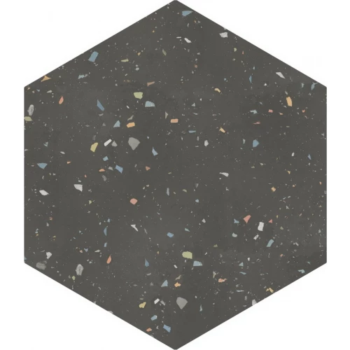 Керамогранит DNA Tiles Терраззо Грапхите Cолоурс / Terrazzo Graphite Colours матовый черный 123386 37х37 см