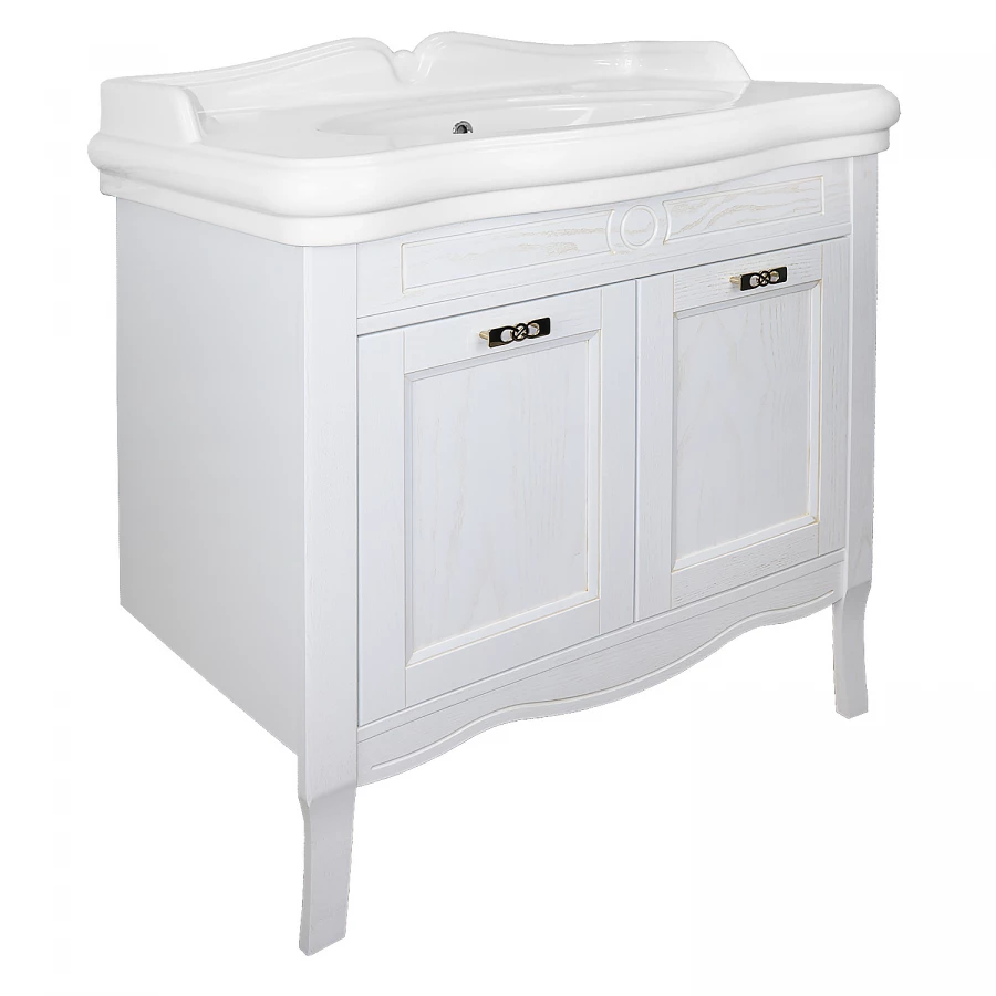 Комплект Тумба Azario Carolina 90/2 с раковиной Victorian 90 Kale патина золото CS00089972 90х87х50 см