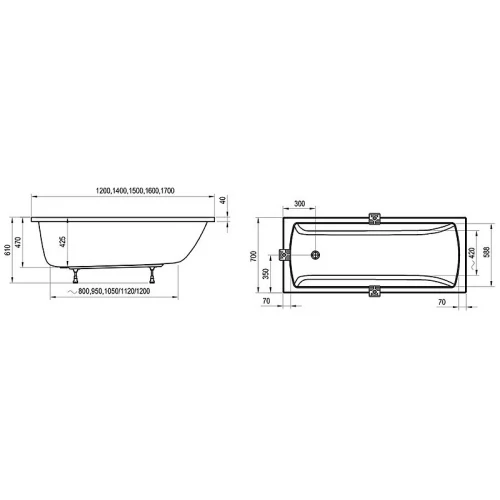 Акриловая ванна Ravak Classic II N белая CC31000000 150х70 см