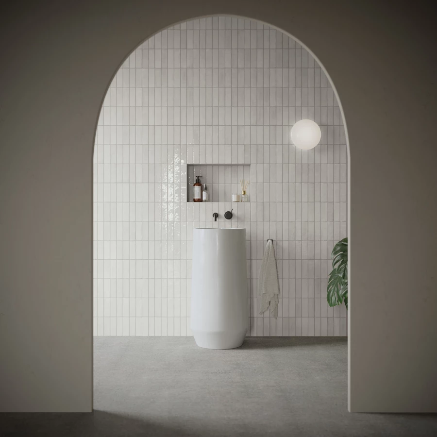 Плитка настенная DNA Calema Cloud Gloss глянцевая светло-серая 16х5,2 см