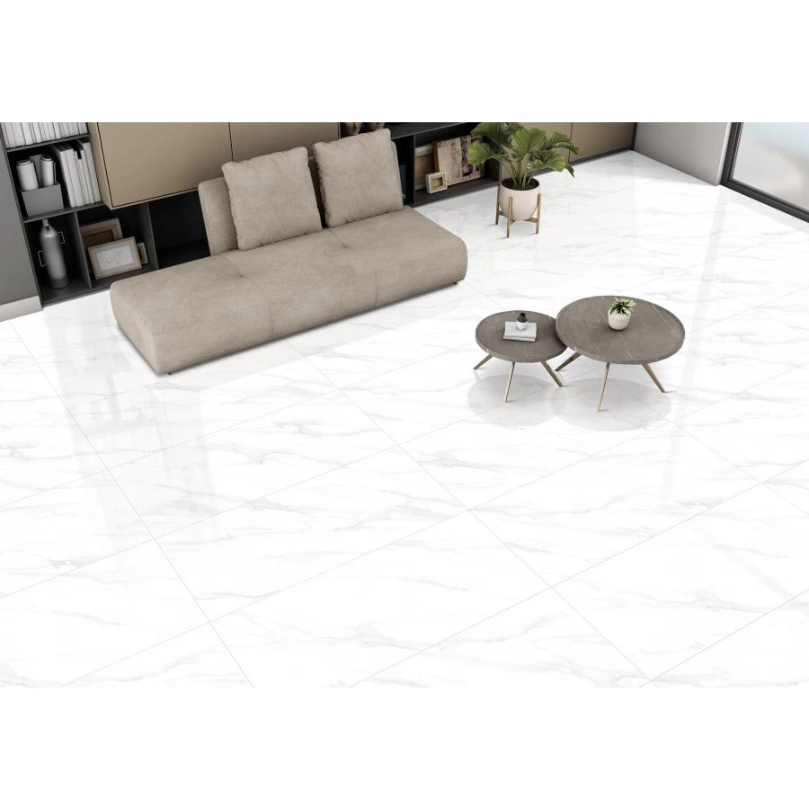 Керамогранит lamore Ceramic Gloss 60х120 Statuario Pearl глянцевый белый 60/120-058 120х60 см