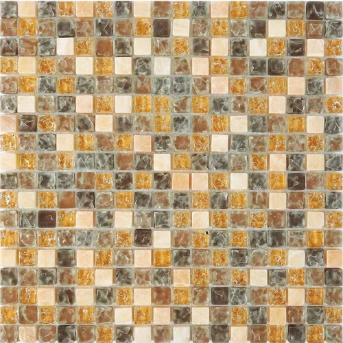 Мозаика из оникса и стекла Pixel mosaic Камень и стекло чип 15x15 мм сетка Pix704 30х30 см