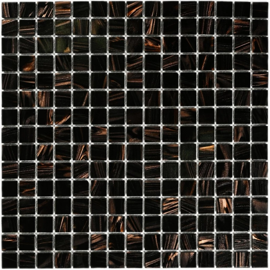 Мозаика Bonaparte Стеклянная мозаика Arabika 20х20 с авантюрином глянцевая коричневая 32,7х32,7 см