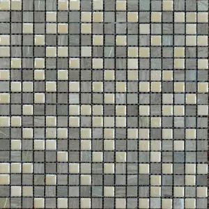 Мозаика Tonomosaic 158088 глянцевая, из керамики и камня, кремовая, серебристая 30*30 см