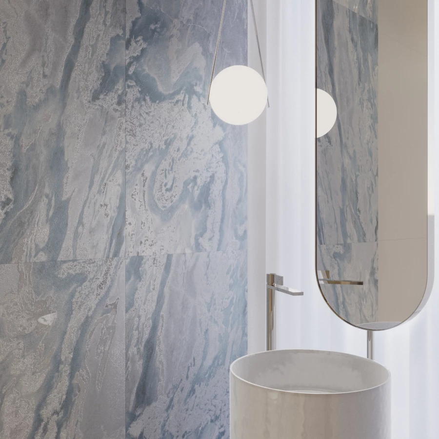 Керамогранит Creanza Ocean Aqua Shape+Glue Art 3D-глазурь матовый голубой SH1007-G 120х60 см