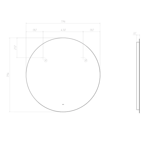 Зеркало Vigo Otti Comfort 800 185 79.4x79.4 см