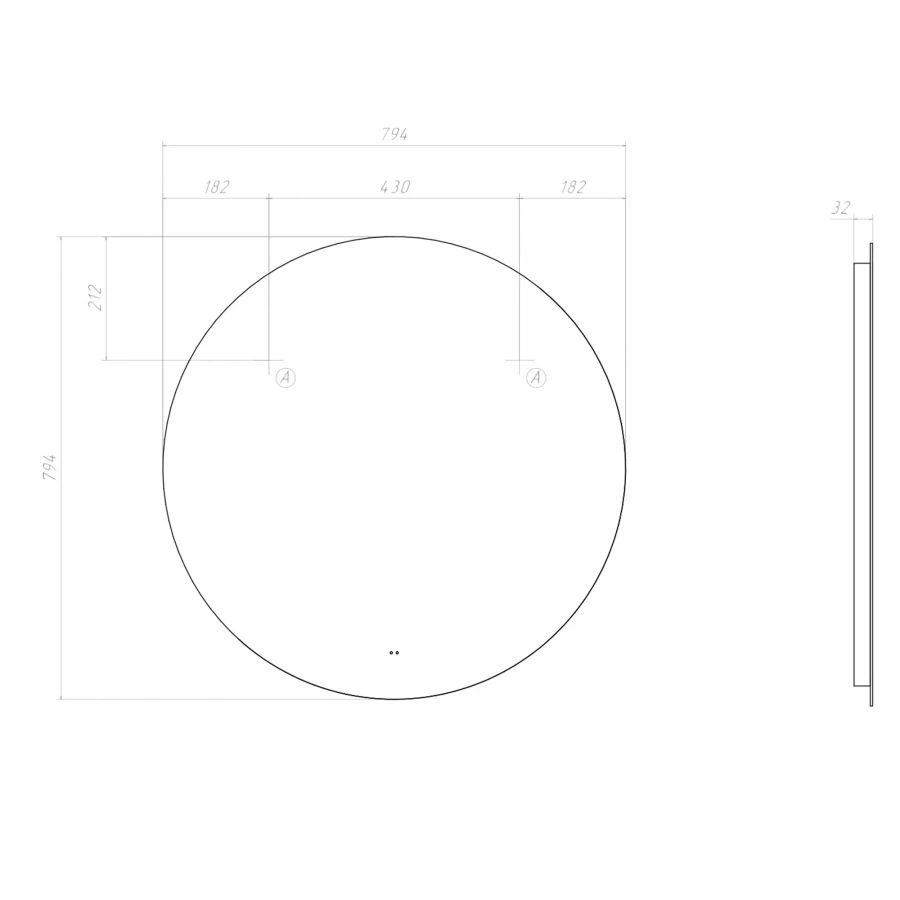 Зеркало Vigo Otti Comfort 800 185 79.4x79.4 см
