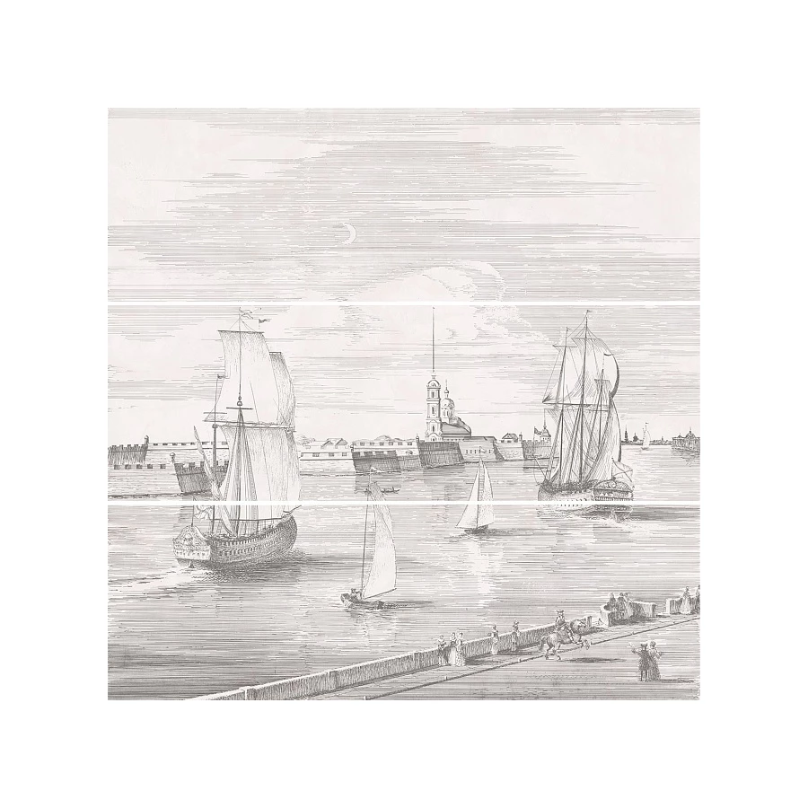 Панно Kerama Marazzi Город на воде SPb из 3-х частей 12108R\3x\3F 75х75