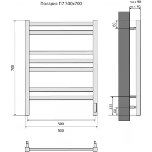 Полотенцесушитель водяной Aquatek Поларис П7 AQ KO0760BL 50х60 см
